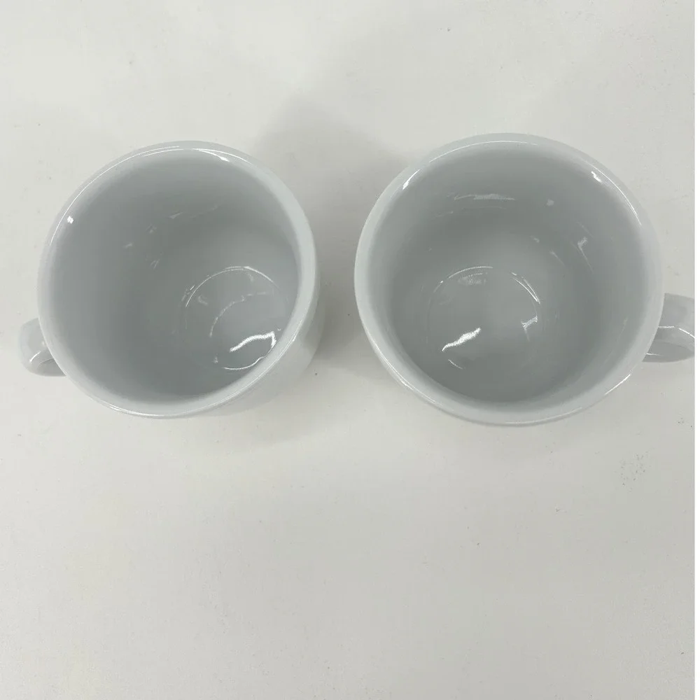 Pottery Barn White Ceramic Coffee Mugs Set of 2 Microwave Dishwasher Safe
